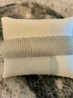 925 Sterling Silver Multi-Row Mesh Bracelet - Silver